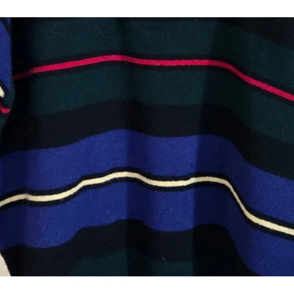 Polo Ralph Lauren Vintage 90s Striped Lambswool Polo‎ Sweater Blue Green
